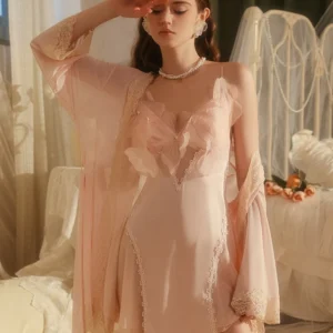 Floral Print Silk Robe Dressing Gown Women – Kimono Wrap